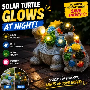 Outdoor Resin Turtle Sculpture Set (1 Large + 1 Small) • Solar IP44 Waterproof • Perfect Gift for Valentine’s Day, Easter & Mother’s Day
