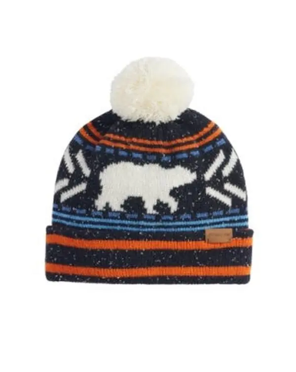 Pendleton Iconic Pom Beanie in Black Bear Print