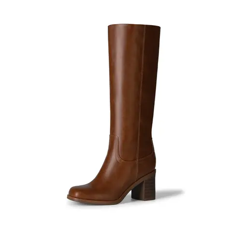 DREAM PAIRS Women's Square Toe Chunky Heel Knee High Boots, Footwear Fashion Dressy Wear Shoes for Women, Fall Winter Walking Everyday Tall Boots