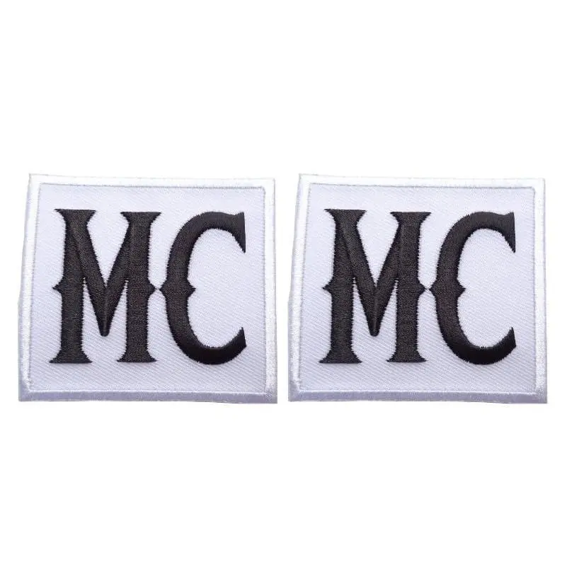 MC Motorcycle Club Outlaw Embroidered Biker [2.5 Inches] Patch BLK/WHT 2 Piece for Vest, Jackets, Pack Backs, Hats, Tactical Gears