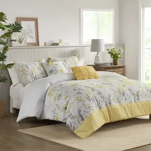 Madison Park Prairie 5 Piece Seersucker Comforter Set with Throw Pillows