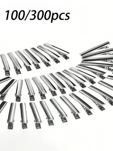300pcs 4.5cm Duckbill Hair Clips, Silver Color Metal, Professional Salon Grade, Ideal for Thick Hair Styling, Plain Pattern, Cute Style, Curly Hair Accessories