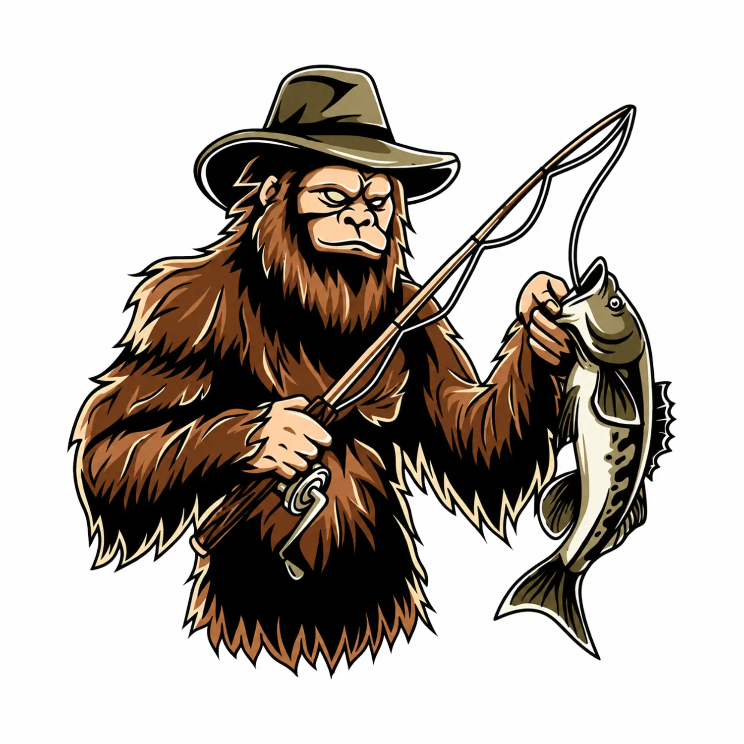 Bigfoot Fishing Sticker, Sasquatch Angler Vinyl Decal, Bass Fishing Bigfoot Sticker, Funny Fisherman Decal, Fishing Lover Gift