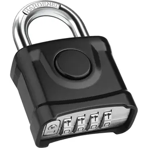 Combination Padlock, Large Padlock [One-Key Unlocking] High Security Weatherproof, Hidden Password & Anti-Error Suitable for, Gate,, Fence, Black