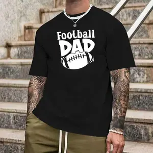 [100% Cotton] T - shirt Displaying White "Football Dad" Slogan and Football Illustration  Golf Gift T-Shirt For Men and Women