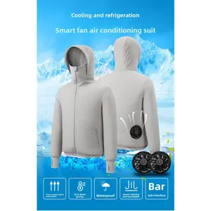 Air-Conditioning cooling clothing for outdoor workwear with sun protection, 12V 20k mAh battery, breathable lightweight skin jacket for outdoor activities