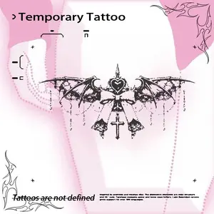 Gothic Cross Bat Juice Tattoo | Scrub Resistant No Fading | Niche High-End Abdomen Tattoo Sticker