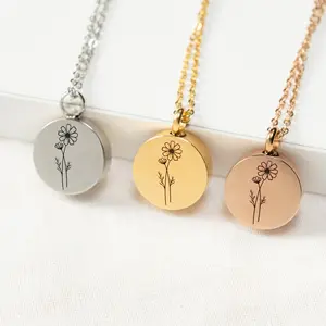 Engraved Flower Round Cremation Urn Necklace for Ashes – Memorial Keepsake Jewelry for Human or Pet Loss