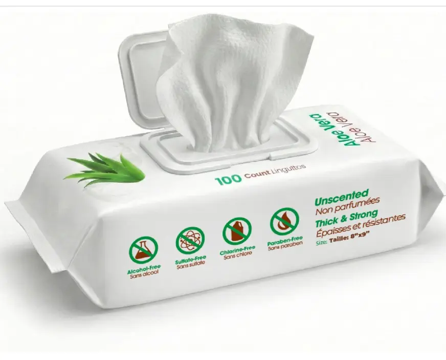 Pet Supplies 8" x 9" Large Unscented Dog Wipes - Cleaning and Deodorizing for Paws and Coat - Gentle Formula with Aloe Vera Vitamin E for Puppies and Cats - 100 Count