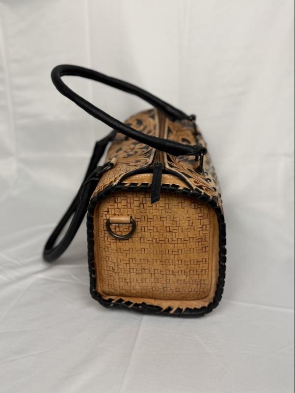 Tooled and cowhide mini