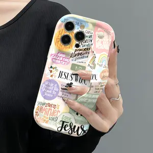 Style Jesus Won Motivational Wristband Phone Case, Fits iPhone 17-11 Pro Max, Morandi Bible Verse Print, Shockproof, Anti-Slip, Gift Idea