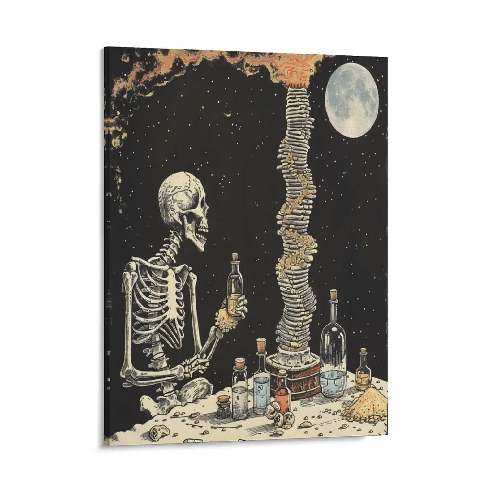 Abstract Skeleton Posters Wall Art Prints Gothic Vintage Funny Maniac Sceientist Canvas Posters Home Wall Art Family Bedroom Office Decor Aesthetic Festival Gift