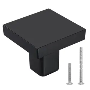 VEVOR Cabinet Knobs, 10 Pack, 1.18 Inch Black Zinc Alloy Drawer Pulls Door Handles, Square Kitchen Solid Knobs Dresser Handles, Cupboard Hardware with Screws for Bathroom Closet Cabinets Drawers