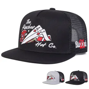 Unisex Poker Embroidered Hip Hop Hat Mesh Hat  Adjustable Baseball Cap Breathable Sun Protection Outdoor Hat