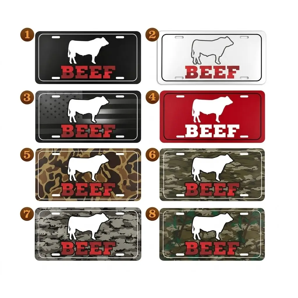 Bull Beef License Plate 12x6 Aluminum Vanity Tag, Western Ranch Truck Car Decor, Farm Rustic Cattle Gift USA Home Decor