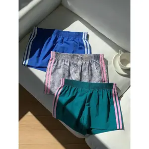 Women's summer side striped elastic waist loose sports shorts, retro street casual shorts, multifunctional home and outdoor shorts, striped printed shorts, striped printed shortsRAIMENTRY