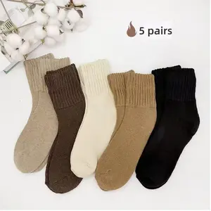 Specially Designed for Cold Winter Locked Warm Down Women's Socks Perfect for Christmas Gifts Floral Pattern Compression Knee-High Socks Minimalist Cozy Warm Boot Socks Size 5-11 5 Pairs