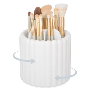 PrimPick 360 Rotating Makeup Brush Holder 7 Slots Make Up Brush Organizer Removable Spinning Cosmetic Brushes Storage Pen Holder for Vanity, Dresser, Desk Makeup Tool Organizer Rotatable Cosmetic Organizer