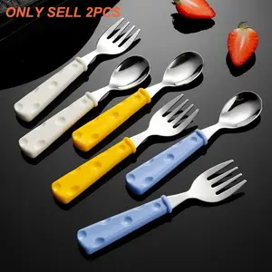 New 2pcs 304 Stainless Steel Spoon Fork Set with Case, Portable Baby Feeding Cutlery, Utensils for Outdoor, Travel, Durable Utensils Tableware, Durable & Lightweight