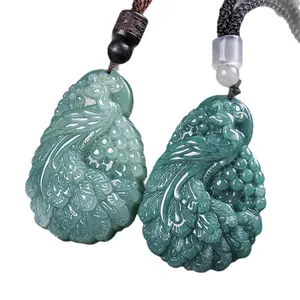Jade Blue Water Peacock Glutinous Jade Pendant Auspicious Peace Charm for Women