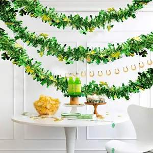 Irish Festival Colorful Wreath with Suction Cup, Decorative Four Leaf Clover Wreath, Saint Patrick's Day Hanging Prop