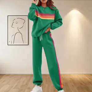 Oversized Color Block Set | Casual Everyday Outfit | Rainbow Stripe Knitwear | Comfortable Fit, Chic Style | Popular Pick | GARMENTARY