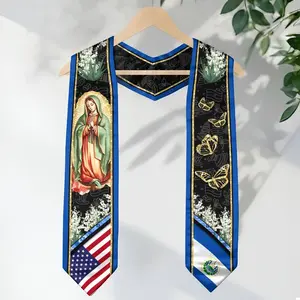 El Salvador Graduation Stole Class of 2026, El Salvador & USA Flag V Shape Sash, Hispanic Pride Graduation Scarf for Seniors