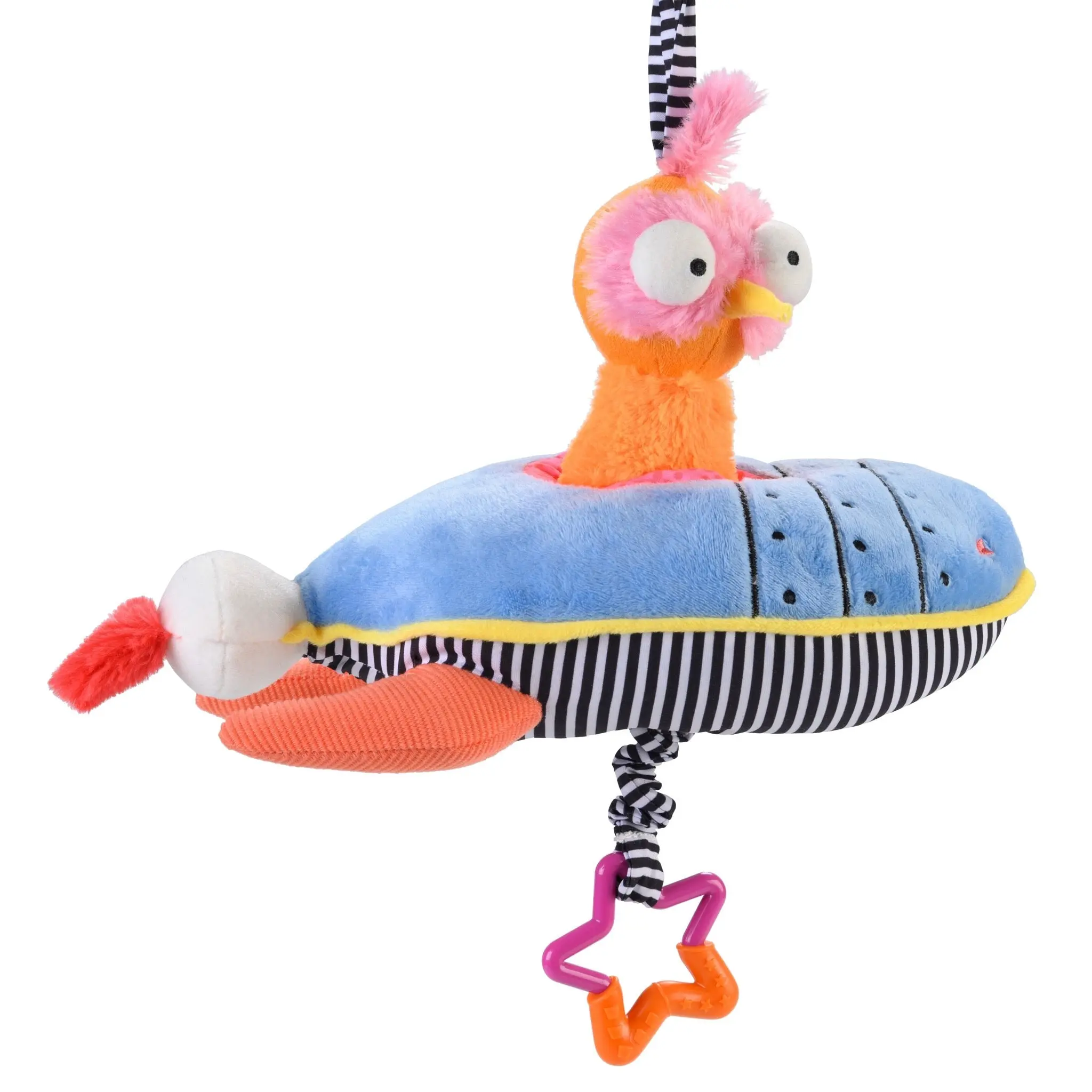 Inklings Baby Ollie Rocket Ship Plush Musical Pull Toy, Sensory Toy for Infant Play with Textured Teether, 10 Inch