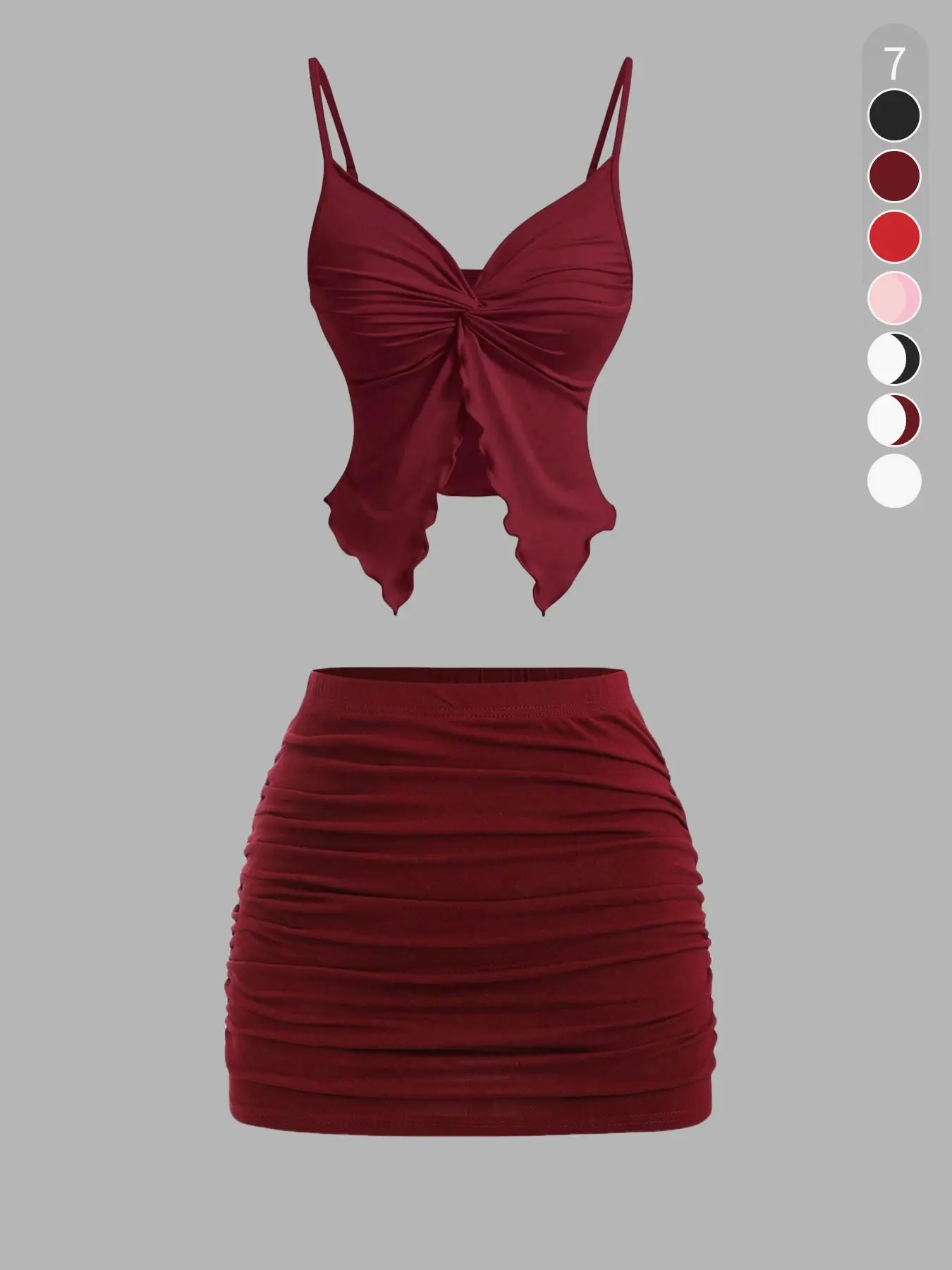 Two-piece Set Women's Matching Skirt Set Solid Color Crop Spaghetti Strap Tube Top & Short Skirt, Casual Fashion Cozy Two-piece Outfits for Daily Outdoor Wear, Ladies Clothes for Summer, Casual Lounge Set, Skirts Set, Suits, Womenswear
