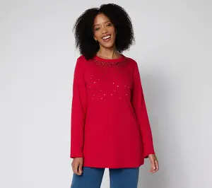 Quacker Factory Fallin' For Sequins Long Sleeve Tunic Top