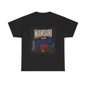 Mamdani Is My Mayor T-Shirt for Men, Classic Short Sleeve Graphic Tee in 100% Cotton with City Skyline Political Slogan