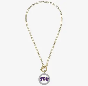 TCU Horned Frogs Logo Enamel T-Bar Necklace