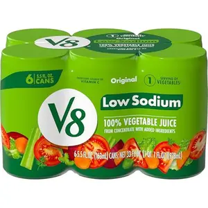 V8 Low Sodium Original 100% Vegetable Juice, 5.5 fl oz Can (6 Pack)
