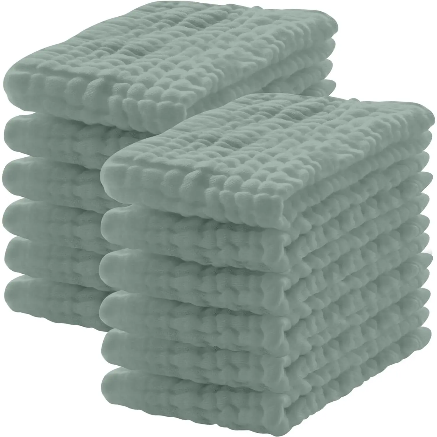12 Pack Muslin Burp Cloths  Cotton Muslin Cloths Large 20''x10'' Extra Soft and Absorbent  Burping Cloth - Green