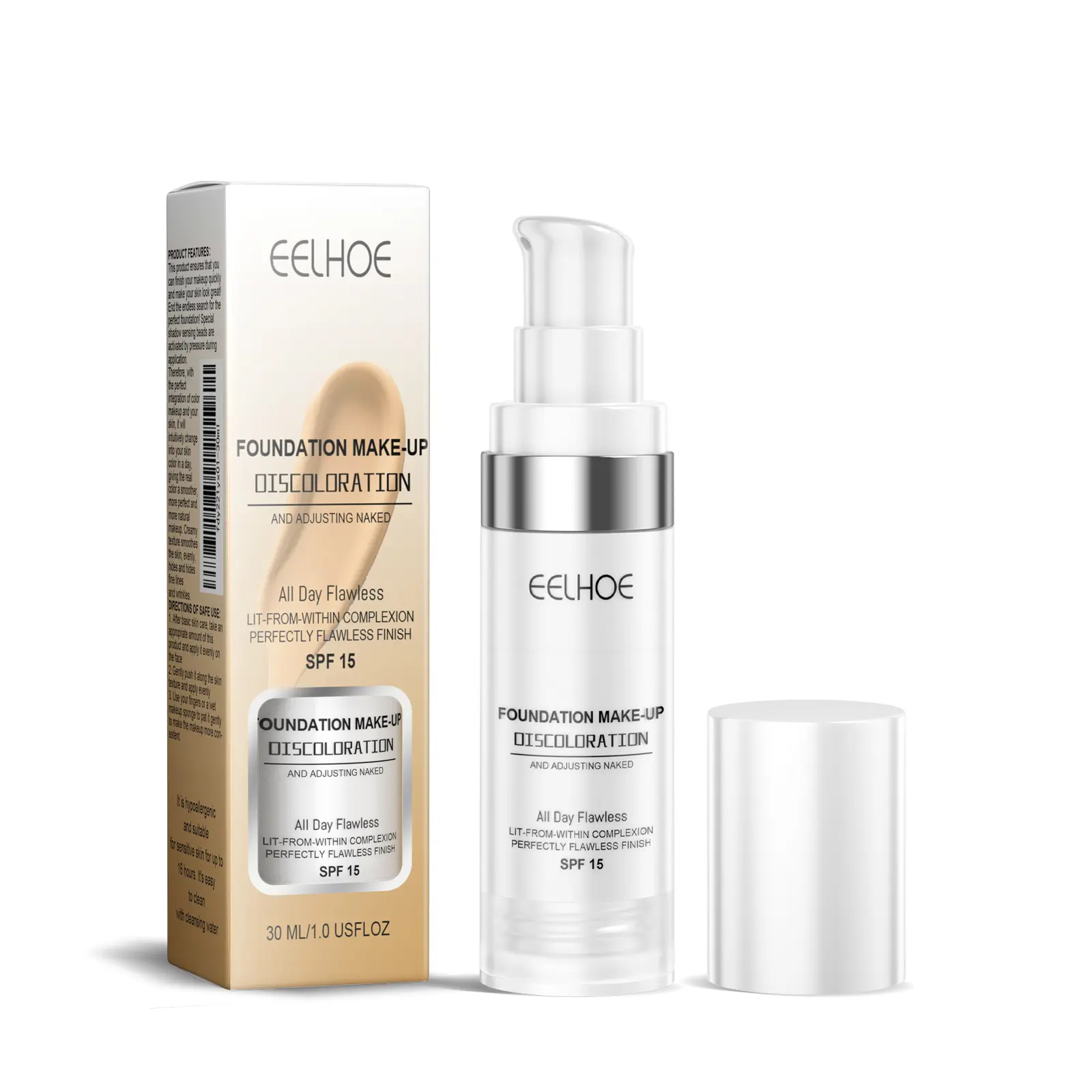 Color-Adjusting Foundation and Concealer Set - Long-Lasting Hydrating Makeup with SPF 15, Luminous Brightening, Pore Minimising, Dimethicone-Infused Smooth Finish, Face Cosmetic, Foundation Make-Up, Hydrating Concealer, Youth