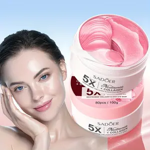80pcs SADOER Nicotinamide Collagen Eye Mask - Hypoallergenic Gel Eye Mask for Dark Circles, Brightening & Firming, Moisturizing Under-Eye Care for All Light Beige Types, Japanese & Korean Skincare Series, Sleek Packaging, Collagen Infused
