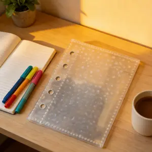 1PC Colorful Laser Loose-Leaf Protective Bag, with a fresh and transparent glitter effect, scratch-resistant and wrinkle-resistant material, foldable square details, document protection function, planner inner sleeve, home and office organization supplies