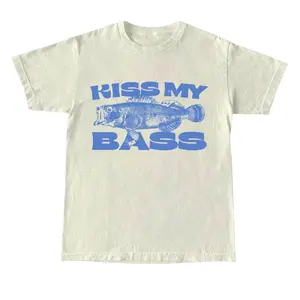 Kiss My Bass Vintage Style Fishing T-Shirt, Retro Fisher T Shirt, Fisher Gear, Fisher Graphic Shirt, Adult Unisex Relaxed Cotton Shirt Tops