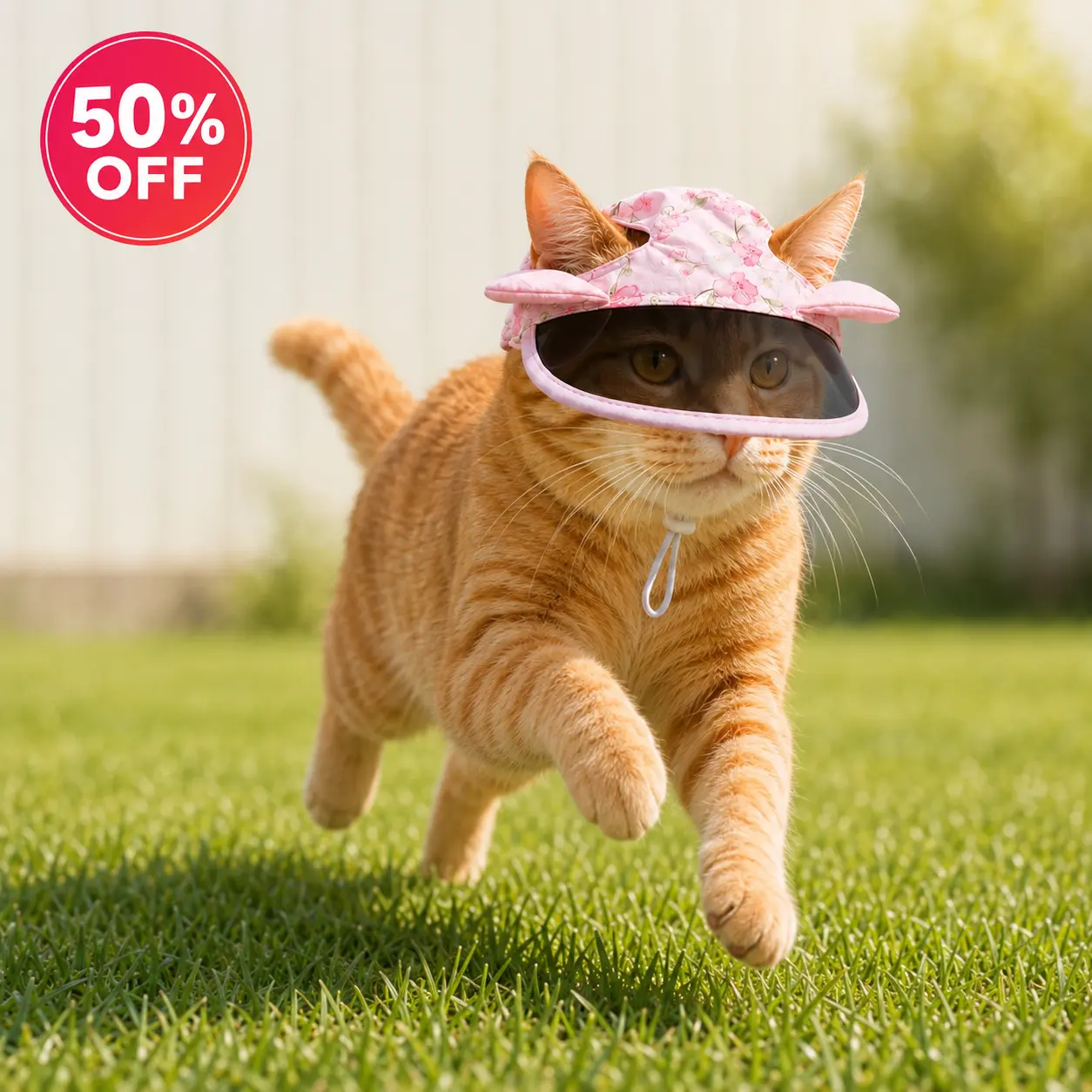 Adjustable Cat Sun Hat with Ear Holes, Soft Breathable Pet Cap for UV Protection, No-Pressure Summer Wear for Cats & Dogs Camping Walking Travel