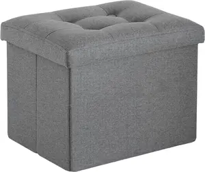 Ottoman Footrest Stool Small Ottoman with Storage Foldable Ottoman Foot Rest Footstool Bench for Living Room 17x13x13inches Grey
