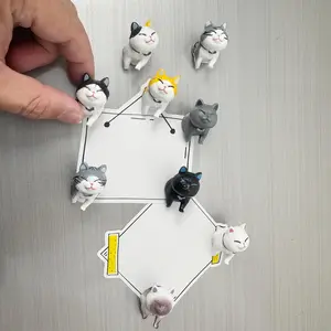 Cat Design Fridge Magnet, 9 Counts Creative Animal Shaped Magnet, Home Decor for Kitchen Office School, Refrigerator Decorating Magnet