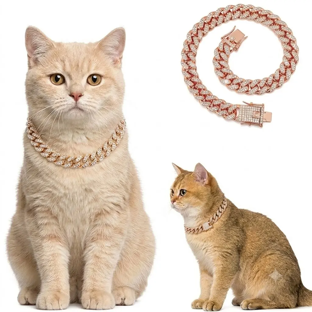 Rhinestone Pet Chain Necklace Durable Buckle Design Glamorous Fashion Accessory Suitable for Dogs of All Sizes Great for Pet Styling & Daily Wear #GLOBALPICKS