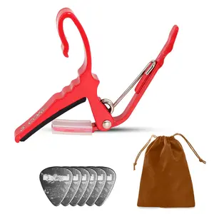 *5Core Capo Acoustic Electric Guitar String Clip + 6Pcs Guitar Picks + Carry Bag