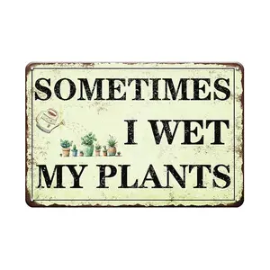 Sometimes I Wet My Plants Metal Sign, Vintage Garden Themed Plaque, Wall Decor for Home Garden Farmhouse, Ideal Gift for Plant Lovers Multicolor