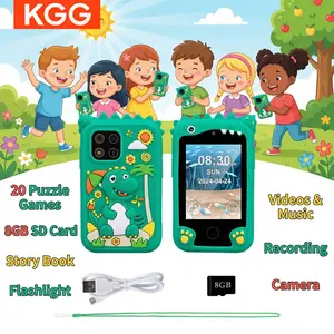 KGG Kids Educational Toy, Cute Cartoon Mini Smart Phone with 8GB Card & Dual Cameras, featuring alphabet learning, stories, video, music, calculator, 20 games & 12 habit trackers, perfect gift for boys & girls