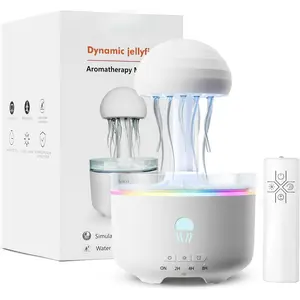 300ML Jellyfish Essential Oil Diffuser Quiet Aromatherapy Mist Diffuser with 7 LED Color Changing Light and Auto-Off Switch Ideal for Bedroom and Family Use White