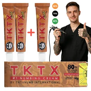 TKTX Gold 80% Maximum Strength Numbing Cream Professional lidocaine formula for painless tattoos, piercings & permanent makeup. Fast-acting, long-lasting, non-irritating.  Buy 2 Get 1 FREE – Limited Time Deal!