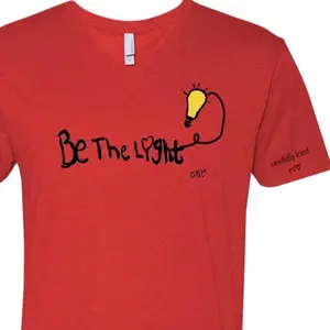 Be the Light Adult Short Sleeve Red V-Neck Top Womenswear Hearts Love Print School Women