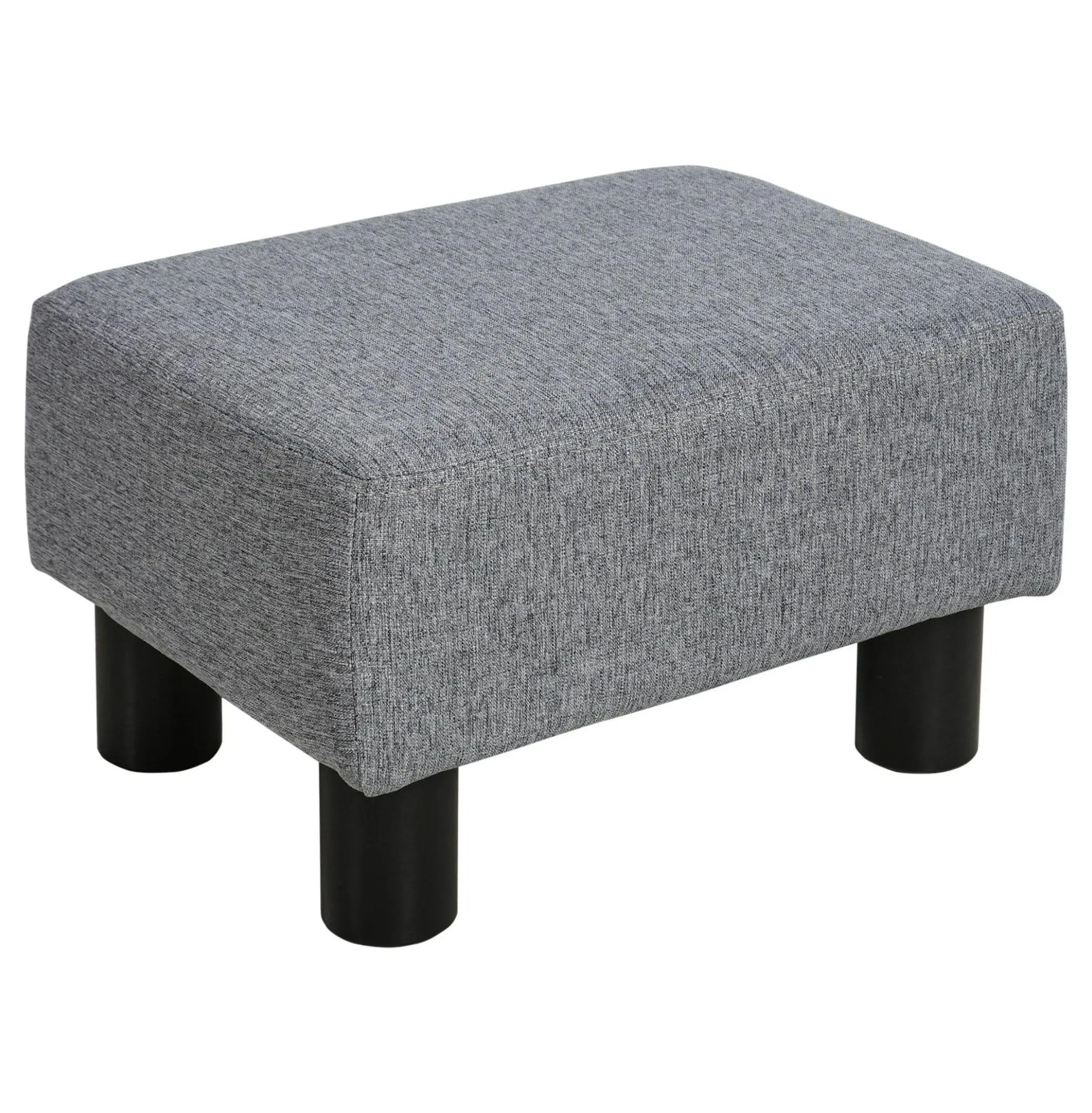 Gray Linen Ottoman Cube - 16 Inch Footrest Pouf for Living Room, Bedroom - Versatile Padded Foot Stool, Rectangular Storage Ottoman