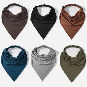 6 Pack Scarf Headband for Women - Elastic Large Boho Triangle Bandana Head Scarves with Clips Non Slip